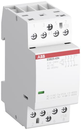 ESB25-31N (Tesisat Kontaktörü 230AC/DC,25A(AC1),3N/A+1N/K)